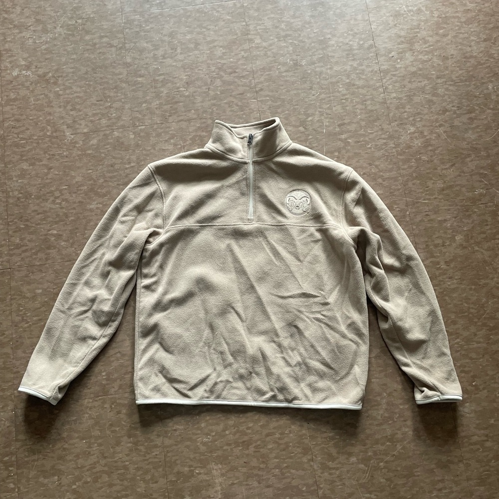 Cream Quarter-Zip Fleece Pullover